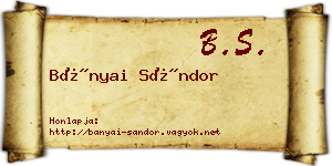 Bányai Sándor névjegykártya