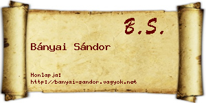 Bányai Sándor névjegykártya